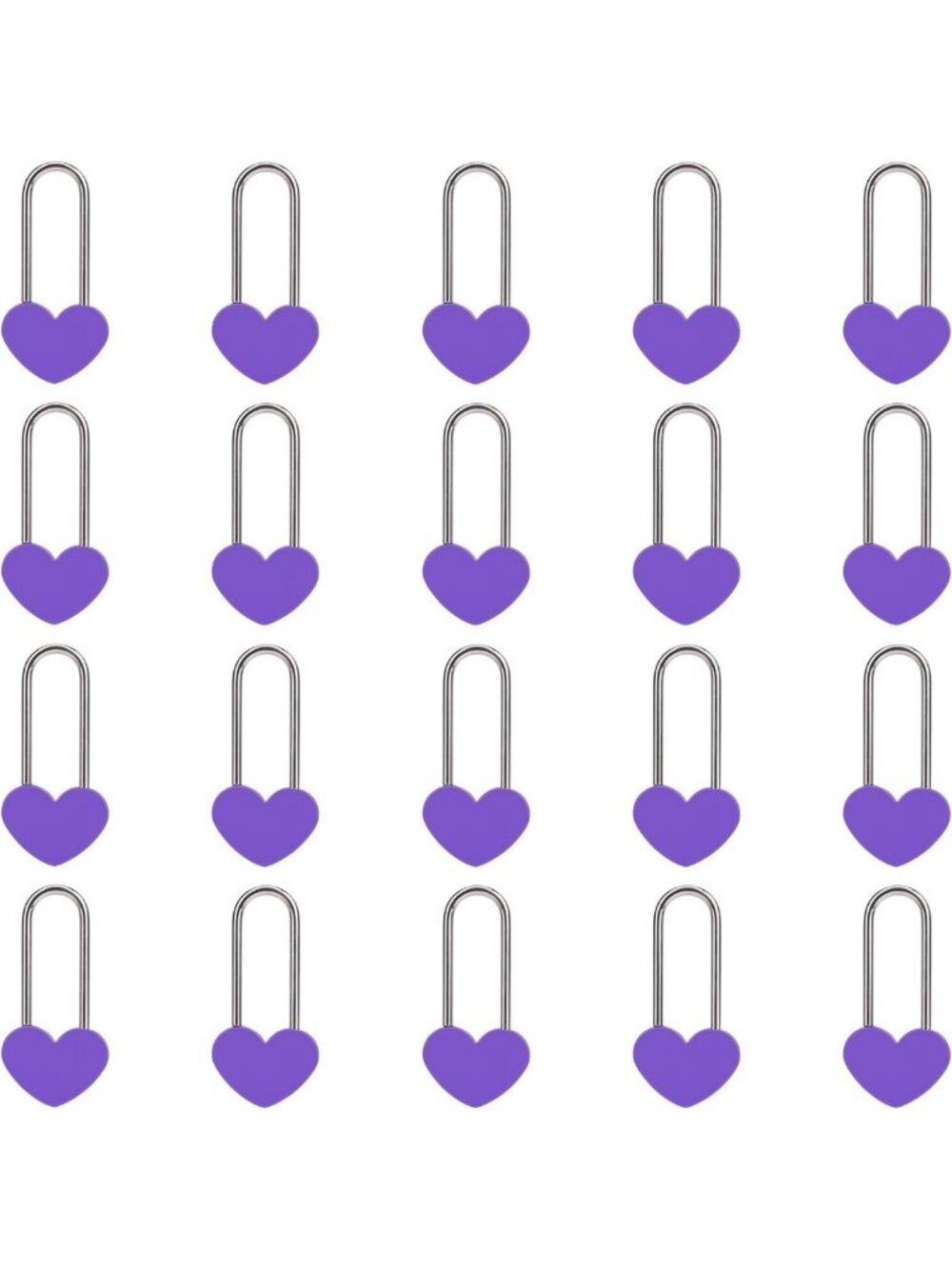 20PCS 3.5" Purple Heart Padlocks - Love Locks for Weddings, Anniversaries